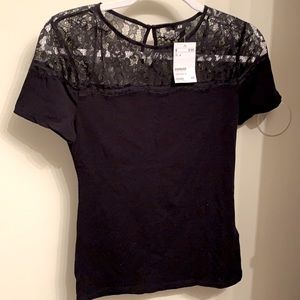 NWT H&M black lace shirt size S